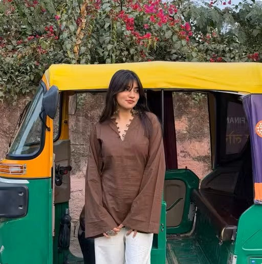 NEW HEER - Solid Brown Kurti With corset back