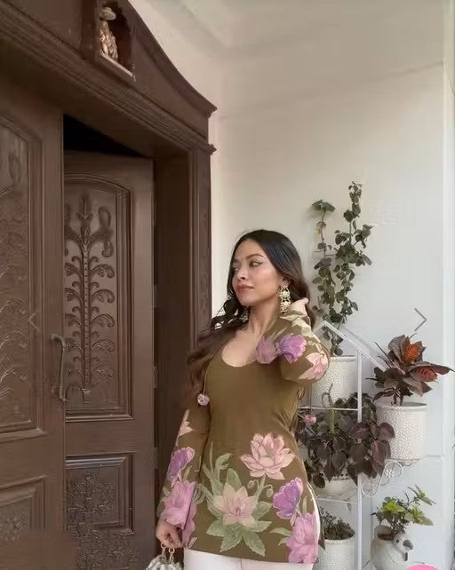 New correst cotton green kurti