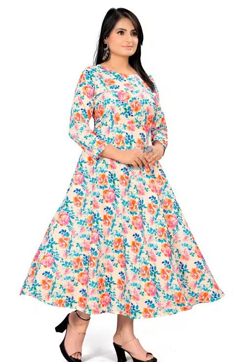 One Piece Anarkali Rayon Digital Printed Kurti for women
