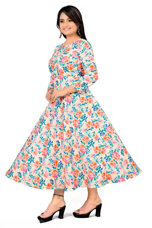 One Piece Anarkali Rayon Digital Printed Kurti for women