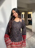 Ajrakh print latest trendy corset back kurti