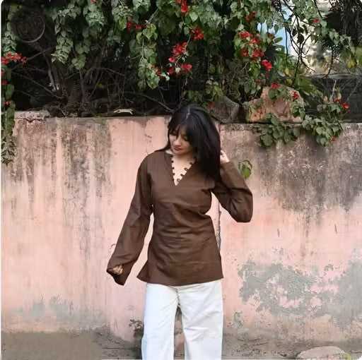 NEW HEER - Solid Brown Kurti With corset back