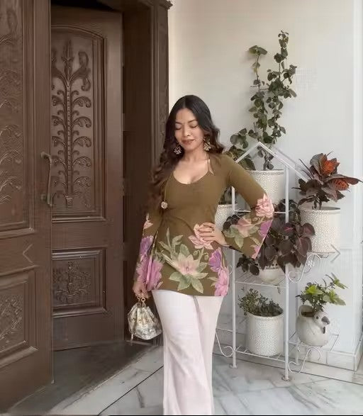 New correst cotton green kurti